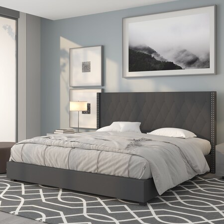 Flash Furniture Platform Bed, Riverdale, King, Dark Gray HG-48-GG